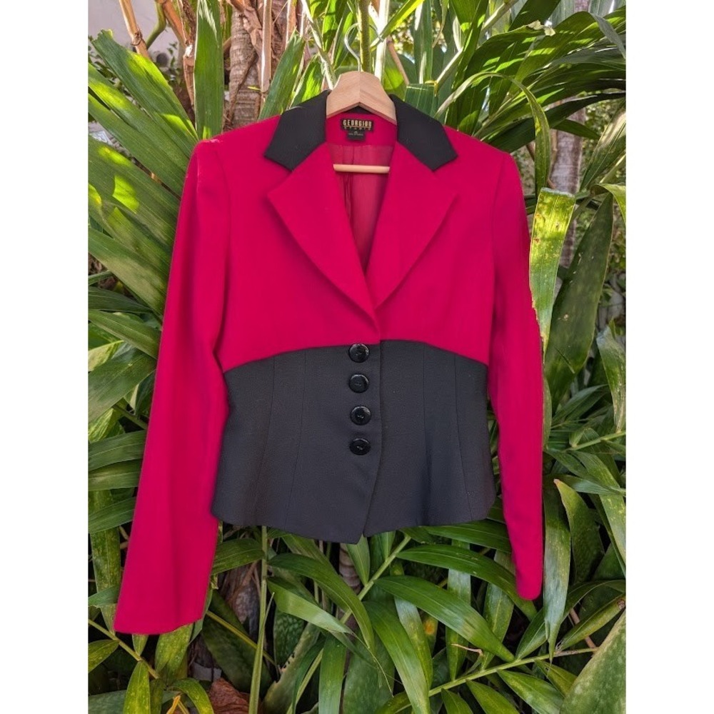 vintage jacket 100% wool 8 Georgiou Studio pink blazer circus whimsy eclectic